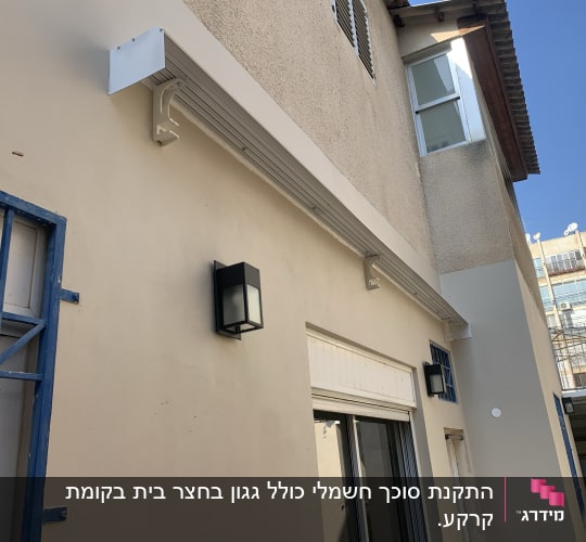 סוכך מותקן על קיר חיצוני של בניין